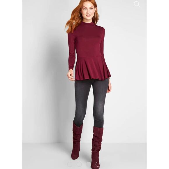 ModCloth Red Peplum Shirt - Picture 2 of 8